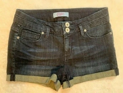 Candies Size 5 Womens Shorts Dark Wash Stretch Cuff Hems Mid Rise - Image 1 of 3