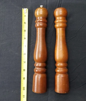 Vintage Pair Wooden Salt Shaker And Pepper Grinder INV#M-566 - Image 1 of 4