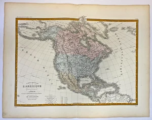 NORTH AMERICA 1875 BRUE & LEVASSEUR 19TH CENTURY LARGE ANTIQUE MAP - Picture 1 of 8
