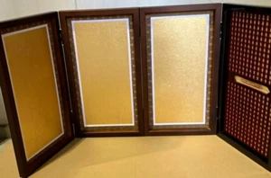 Japanese lacquered Traditional screen Gold BYOBU brown lattice style w14.2 *512 - Picture 1 of 8