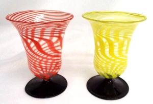 Vintage Bimini Yellow & Red Swirl Cocktail Glasses Set of 2 Art Deco Austria - Picture 1 of 8