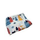 Forest Animals Fox Trees Red Blue Orange Muslin Swaddle Baby Blanket