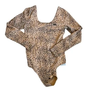 Levi’s embroidered logo XS animal print bodysuit black brown - Picture 1 of 4