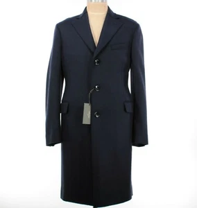 Boglioli NWT 100% Wool Long Coat Size 48R US Small in Solid Navy Blue - Picture 1 of 10
