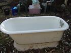 ANTIQUE 1927 CAST IRON PEDESTAL BATHTUB WITH FAUCETS GOOD CONDITION FOR AGE