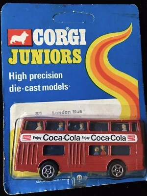 Vintage 1973 Corgi Jr #81 London Bus Coca-Cola logos - Mint in original blister - Image 1 of 4