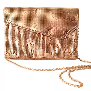 Whiting & Davis Clutch Gold Mesh Handtasche Abendtasche abnehmbare Crossbody Kette - Bild 1 von 17