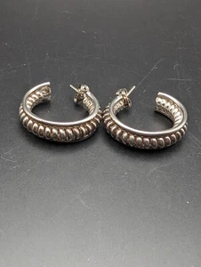 Silver Twisted Hoop Earrings - Picture 1 of 3