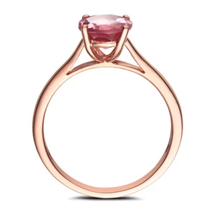 Valentine's Day Present Popular Ring Solid 10k Rose Gold Tourmaline Round 6mm - Picture 1 of 9