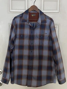 EDDIE BAUER Men's Size TL Bristol Flannel Deep Denim Plaid Button Up Shirt NWOT - Picture 1 of 6