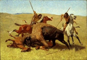 Remington Frederic The Buffalo Hunt Giclee Canvas Print - Picture 1 of 1