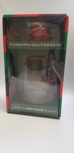 Stemless Holiday Survival Wine Glass Oversized With Bell Christmas Gift Set  - Picture 1 of 12