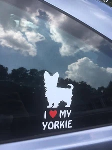 I LOVE MY YORKIE vinyl decal sticker car window bumper wall dog puppy - Picture 1 of 1