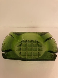 Vintage Blenko GREEN WAFFLE Ashtray - 698 Myers Nickerson 1960's Chunky Glass - Picture 1 of 6