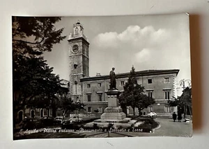 CARTOLINA L'AQUILA PIAZZA PALAZZO MON. A SALLUSTIO E TORRE IN B/N NON VIAGGIATA - Picture 1 of 2