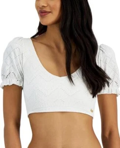 ROXY Junior's Bright White Quiet Beauty Short-Sleeve Bikini Top Size XL - Picture 1 of 1