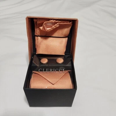 Juego de pañuelos y gemelos Clerissi para hombre salmón  Foto 1 de 2