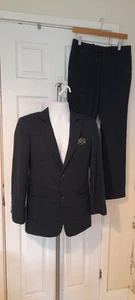 Yeah Roy Couture Blue Herringbone Suit, Wool Blend, Size Jacket 36"Trousers 28"R - Picture 1 of 13