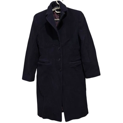 Kristen Blake Coat Size 6 Dark Blue Lambs Wool Cashmere Blend Long  Quiet Luxury - Image 1 of 4