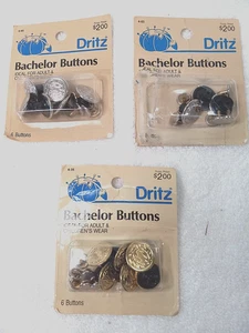 VINTAGE 1991 DRITZ METAL BACHELOR BUTTONS GOLD & SILVER - Picture 1 of 7