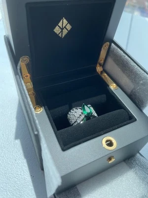 Kat Florence 1.68ct Emerald and Diamond Ring in 18K Gold - Image 1 of 4