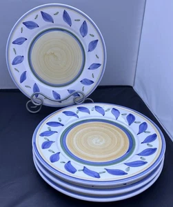 Williams Sonoma TOURNESOL Italy Set of 4 Dinner Plates 11" Yellow Center Blue - Picture 1 of 11