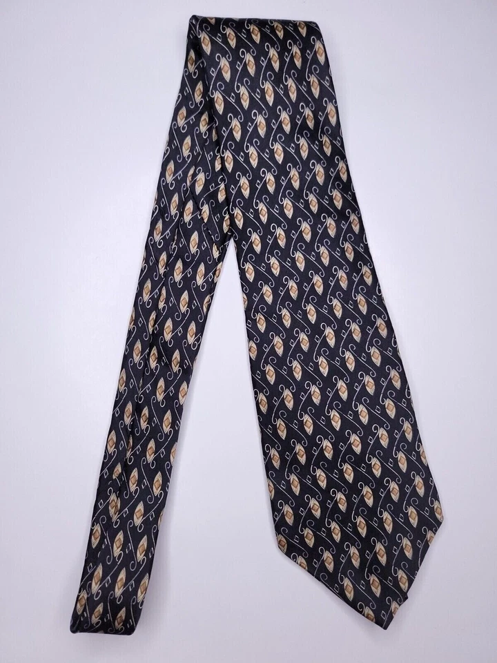 Corbata formal para hombre Zylos George Machado 58"Lx4"W negra/beige Foto 1 de 4