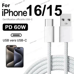 Câble de Charge Rapide Pour Apple Original 60W USB à USB-C iPhone 15/16 Pro Max - Photo 1/9
