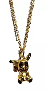Pikachu Character Figure 0.5" Tall Goldtone Metal Pendant Necklace - Picture 1 of 1