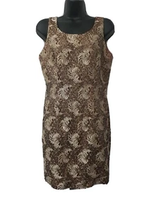 Ladies Women Brown Gold Lace Party Wedding Event Dress Size 14 By Forever Unique - Picture 1 of 12