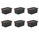 15 Gallon Industrial Tote Plastic Heavy Duty Storage Box Container Bins Set of 6