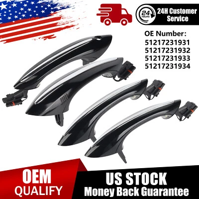 4pcs Comfort Access Exterior Door Handle Black for BMW 535i 550i 520i 528i 640i - Image 1 of 4