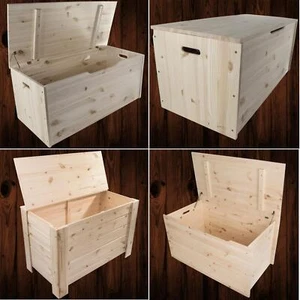 Baúl de almacenamiento de madera Toy Box Chest / XL o XXLarge / Plain Unpainted Pine DIY - Imagen 1 de 38