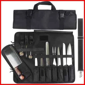 16 Slot Outdoor Chef Knife Bag Roll Bags Professional Foldable Carrying Bag Only - Picture 1 of 26