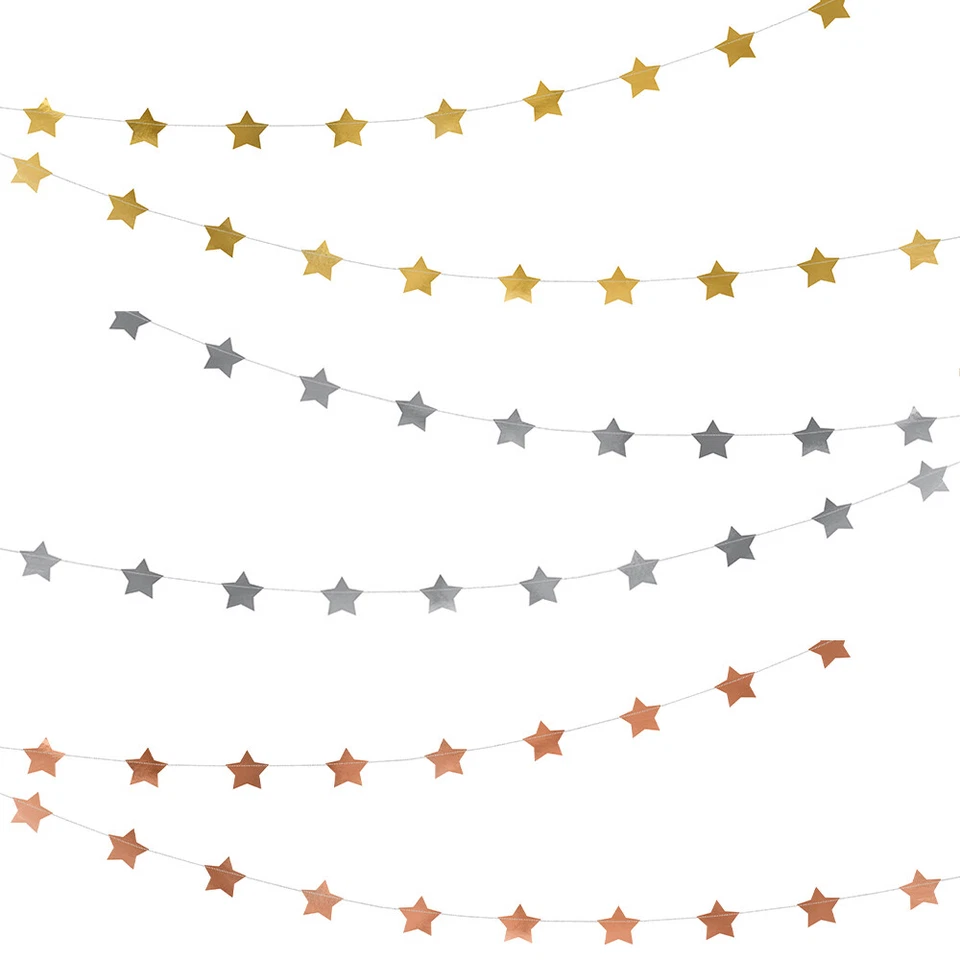 Girlande Sterne Farbauswahl 3,6m Partyzubehör Deko Weihnachtsdekorationen - Bild 1 von 1
