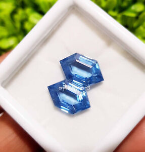6 to 6 Ct 2 PC Natural Blue Aquamarine Fancy Shape Ring Size Loose Gemstone