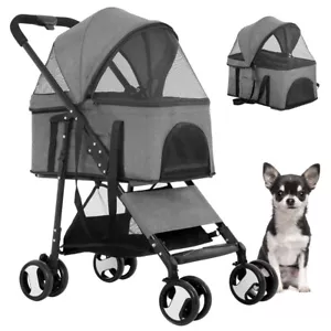 3 in 1 Pet Stroller For Small Medium Dog Cat Travel Carriage Folding Pushchair - Picture 1 of 16