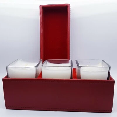Iluminaciones Rojo Estuche Cuero Vidrio Votivo Trío 3 piezas Velas Decoración Hogar Foto 1 de 4