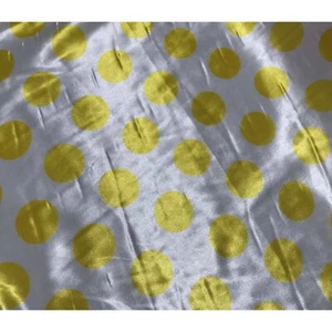 Yellow & White Polka Dots - Faux Silk Charmeuse Satin Fabric - Picture 1 of 2
