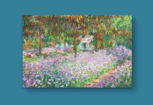 Monet's Garden Irises: Impressionist dream on canvas | Digital Wall Art - A3 - Picture 1 of 4