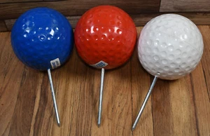 NOS Lot of 3 Standard Golf Co 5 Inch Red White Blue Dimpled Course Tee Markers - Picture 1 of 6