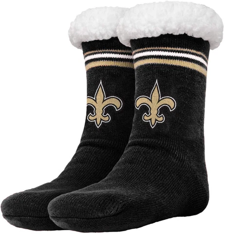 FOCO NFL Licensed New Orleans Saints Solid Stripe Logo Footy Slipper Cover