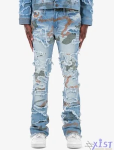 COPPER RIVET "L.S.B." STACKED CAMO JEANS Pants Blue - Picture 1 of 9