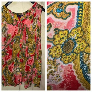 Camiseta sin mangas túnica Roaman's para mujer 30 W gasa arrugada cachemira ligera Bollywood - Imagen 1 de 9