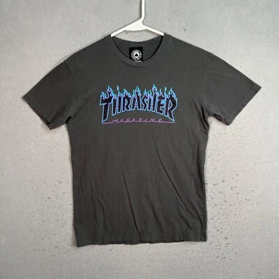 Футболка с логотипом Thrasher Magazine Flame серая для взрослых маленьких мужчин - Изображение 1 из 4