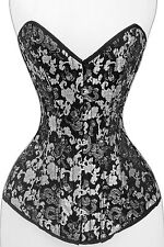 High Quality Dragon Brocade Corset in Siver & Black color XS to 7XL sizes