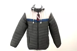 Maximos Puffer Hooded Jacket Mens XL Gray Blue Lightweight Zip Insulated Snow - Picture 1 of 15