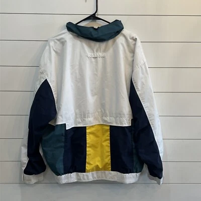 Chaqueta cortavientos pesada vintage London Fog blanca azul verde amarilla adulto talla XL Foto 1 de 4