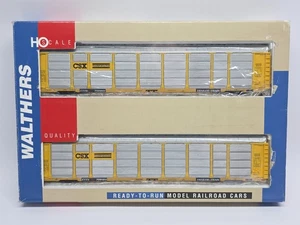 UPGRADED Walthers RTR 89' Tri Level Auto Carrier 2-Pack CSX #932-24855 - Picture 1 of 8