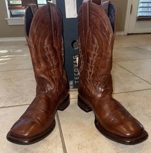 TECOVAS THE DOC Square Toe Cowboy Boots Men Sz 7.5 EE SEQUOIA BOVINE Western - Picture 1 of 17